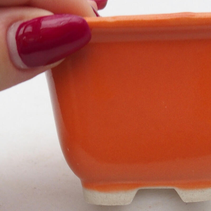 Kerámia bonsai tál 6,5 x 6,5 x 4,5 cm, narancssárga