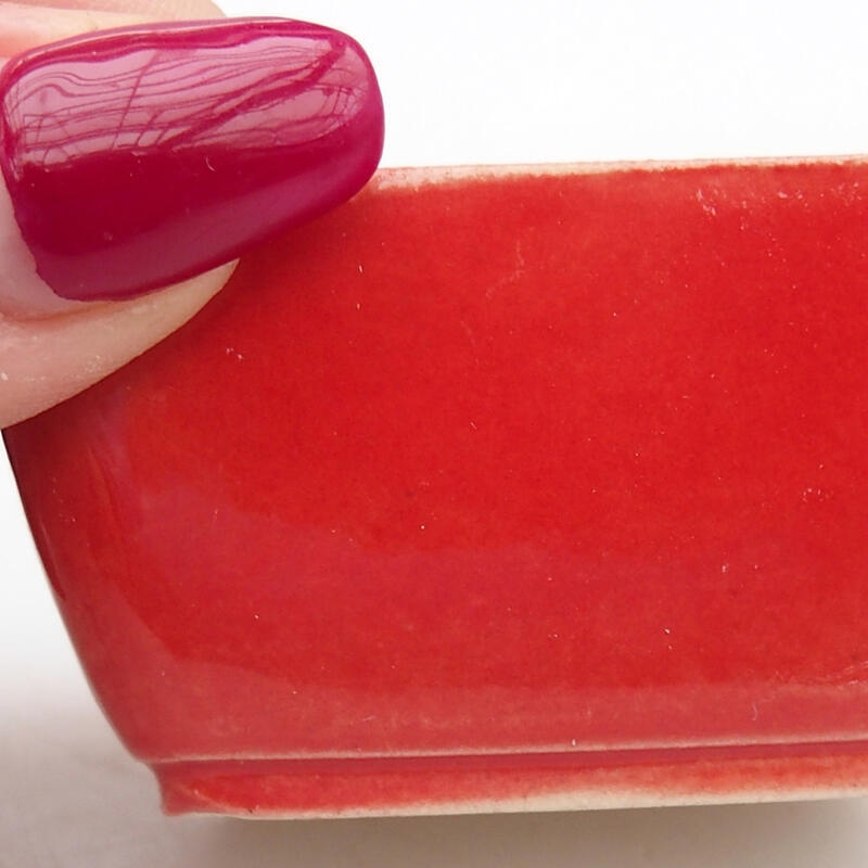 kerámia bonsai tál 6 x 4 x 3 cm, piros színben