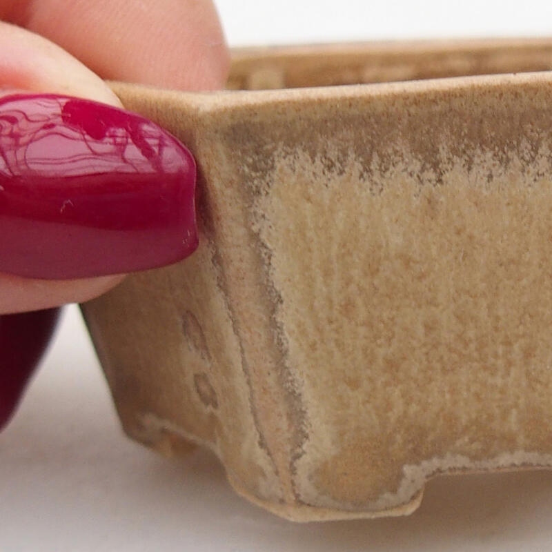 kerámia bonsai tál 6 x 5,5 x 2,5 cm, bézs színben