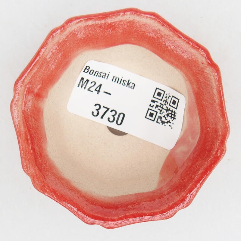 kerámia bonsai tál 6 x 6 x 2,5 cm, piros színben