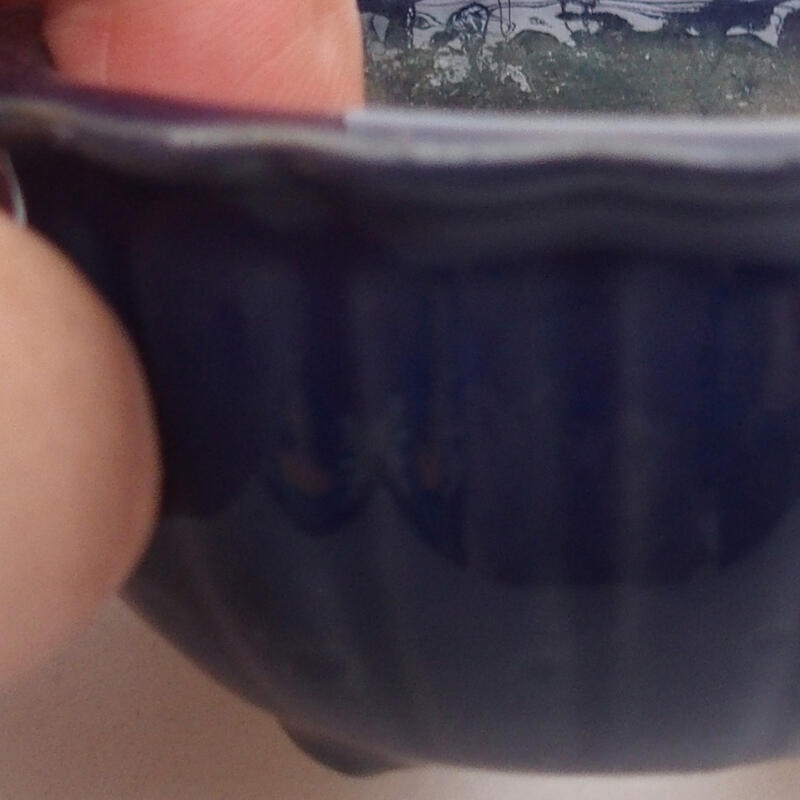 kerámia bonsai tál 6 x 6 x 3,5 cm, kék színben