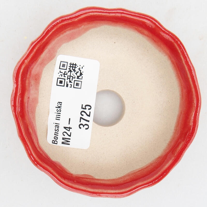 kerámia bonsai tál 7 x 7 x 2,5 cm, piros színben