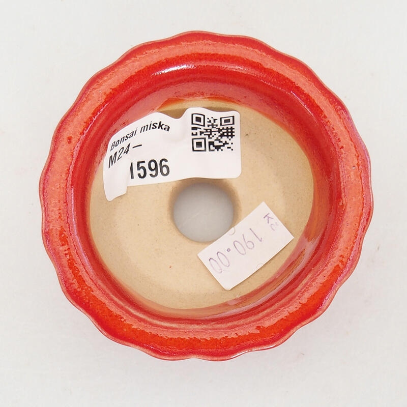 kerámia bonsai tál 7 x 7 x 3,5 cm, piros színben