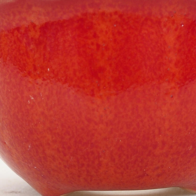 kerámia bonsai tál 7 x 7 x 3,5 cm, piros színben