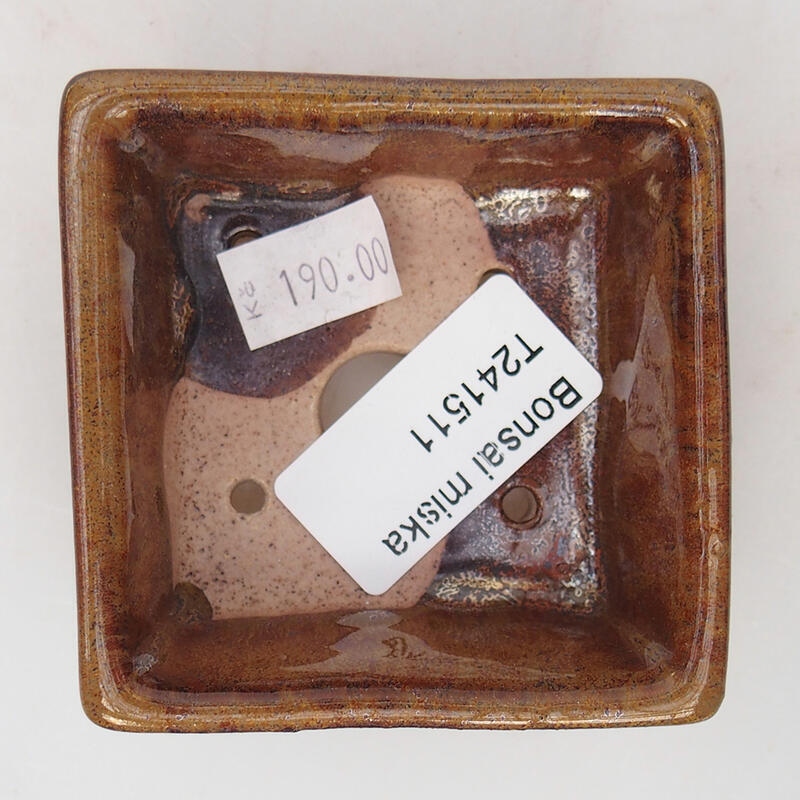 kerámia bonsai tál 7 x 7 x 3 cm, barna