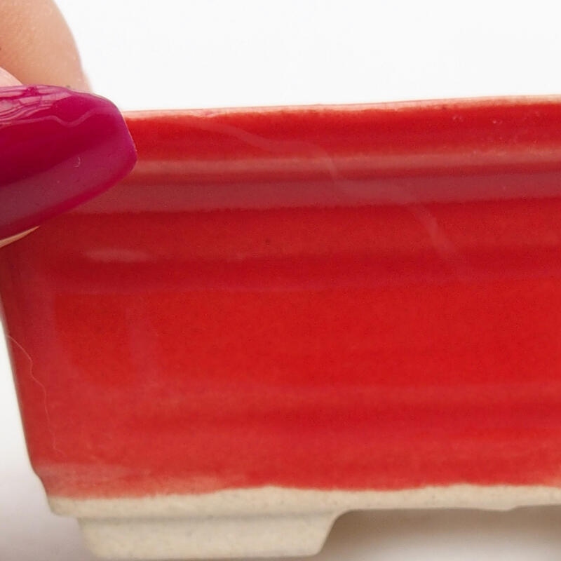 kerámia bonsai tál 8,5 x 6 x 3,5 cm, piros színben