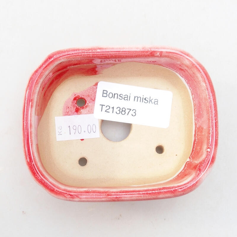 kerámia bonsai tál 8,5 x 7 x 3,5 cm, piros-fehér, piros és fehér