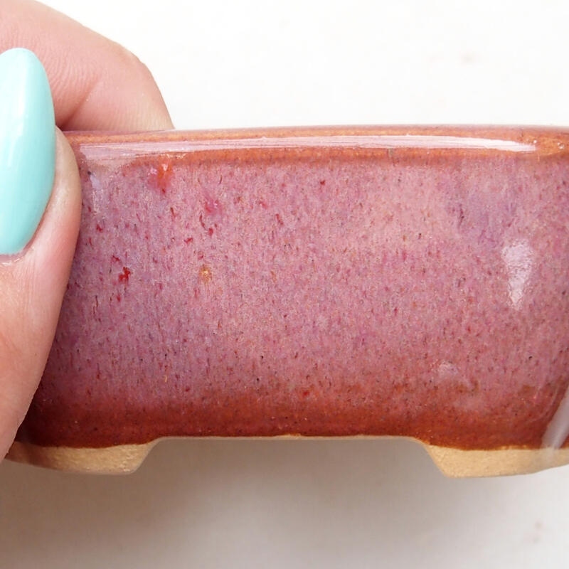 kerámia bonsai tál 8,5 x 7 x 3,5 cm, rózsaszín-barna