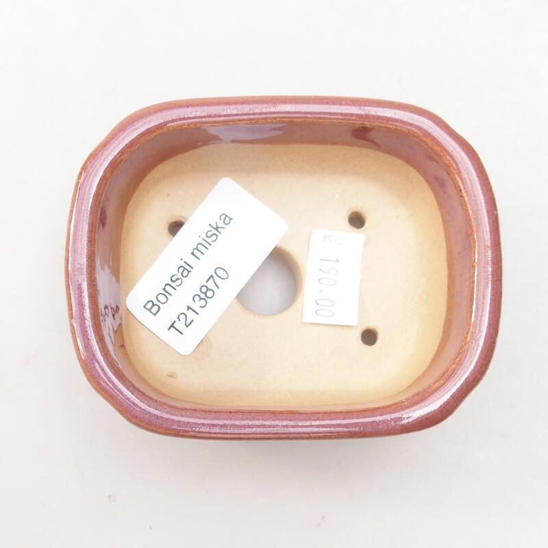 kerámia bonsai tál 8,5 x 7 x 3,5 cm, rózsaszín-barna