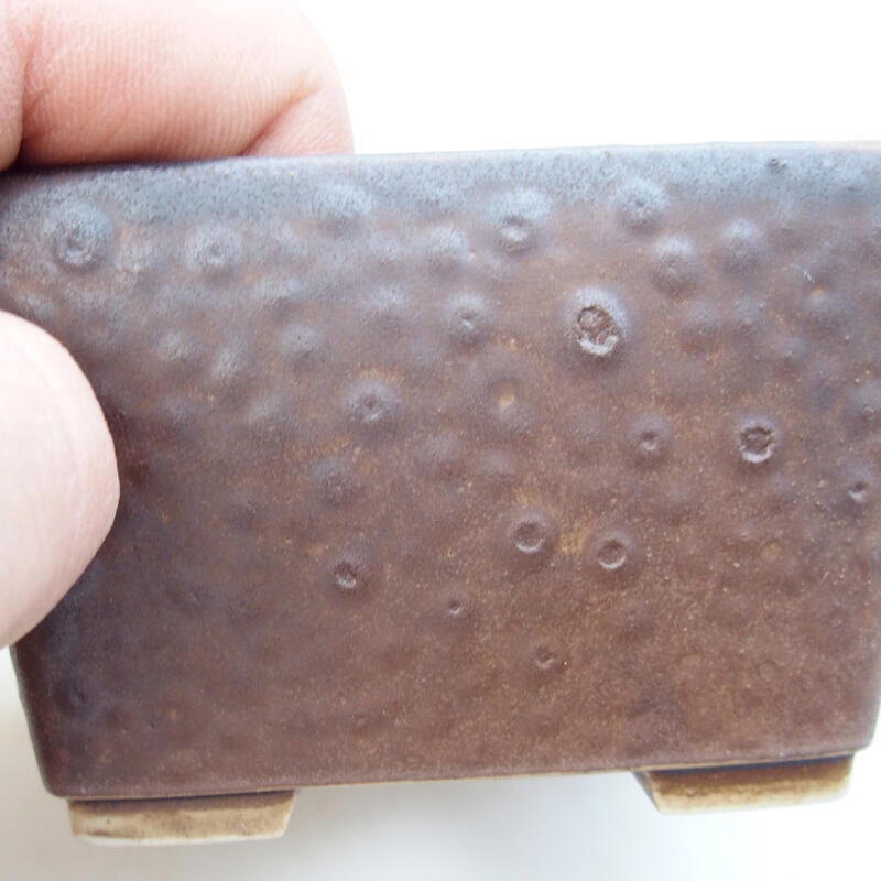 kerámia bonsai tál 8,5 x 8,5 x 5,5 cm, barna