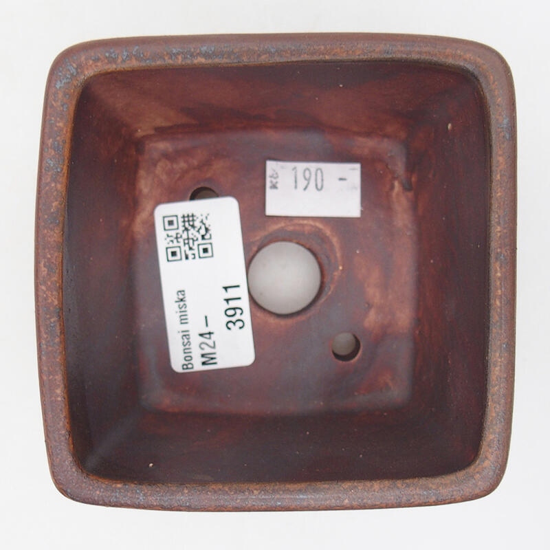 kerámia bonsai tál 8,5 x 8,5 x 5,5 cm, barna