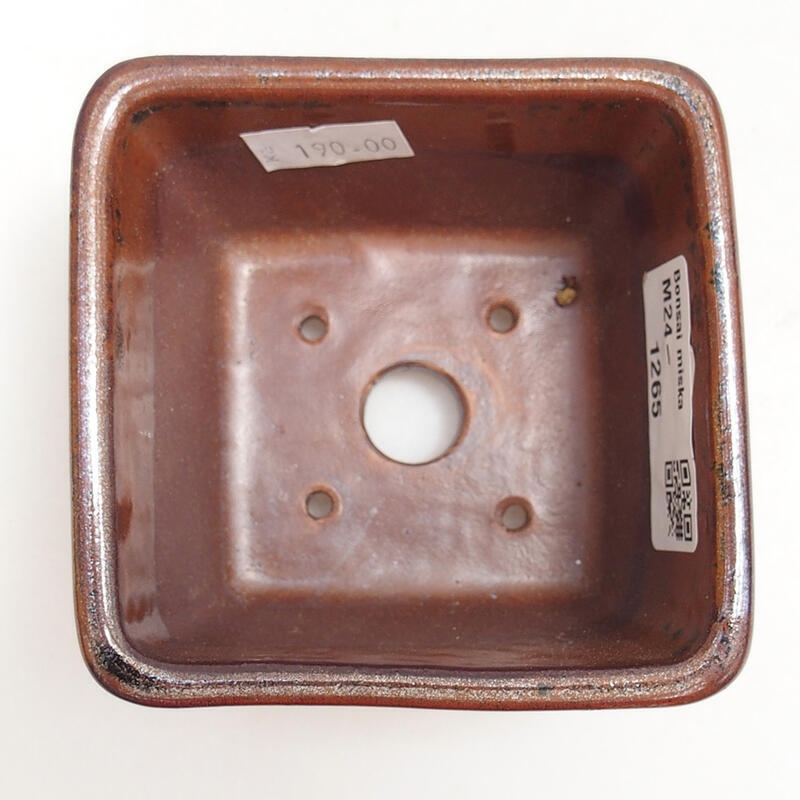 kerámia bonsai tál 8,5 x 8,5 x 5,5 cm, barna