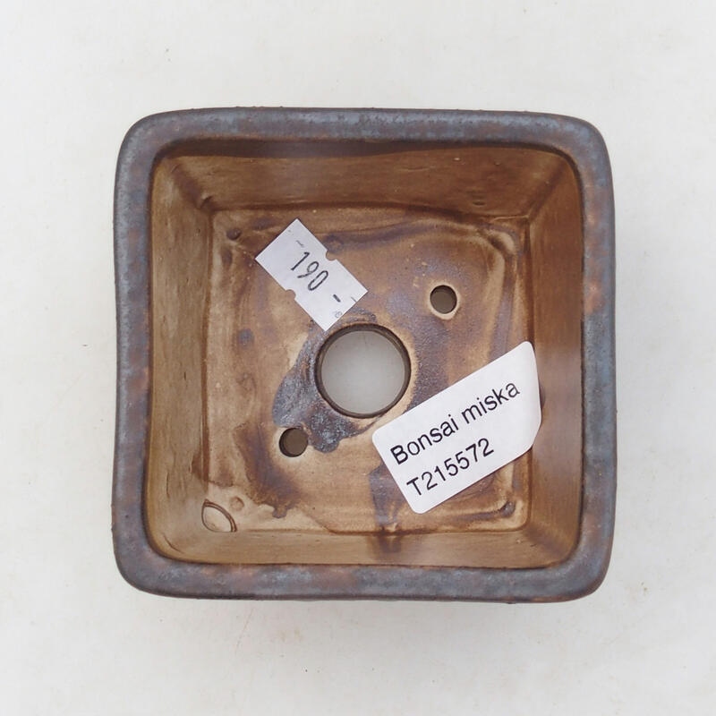 kerámia bonsai tál 8,5 x 8,5 x 5,5 cm, barna