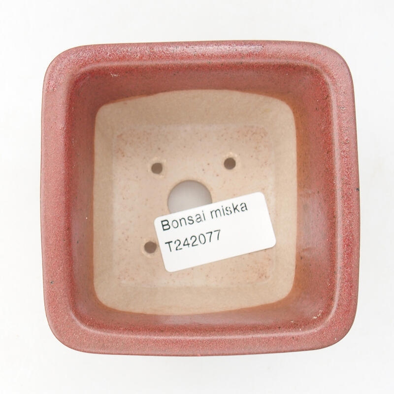 kerámia bonsai tál 8,5 x 8,5 x 5,5 cm, bordó színben