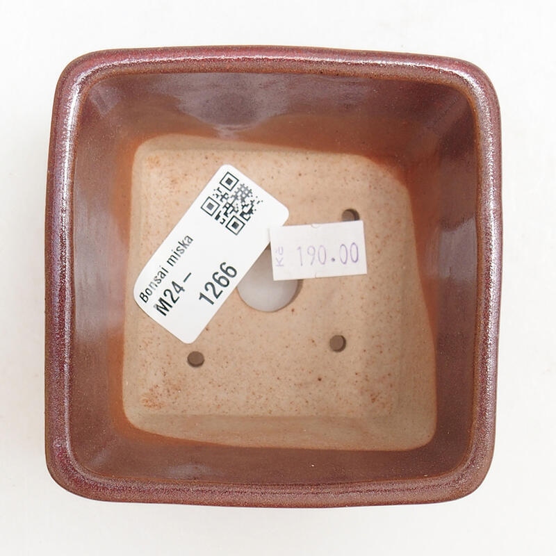 kerámia bonsai tál 8,5 x 8,5 x 5,5 cm, bordó színben