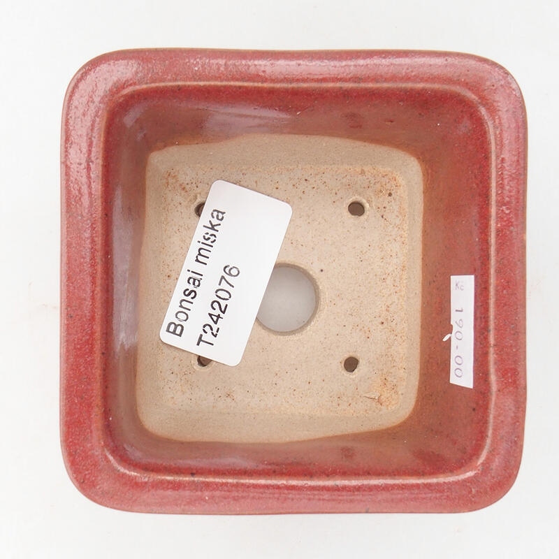 kerámia bonsai tál 8,5 x 8,5 x 5,5 cm, bordó színben