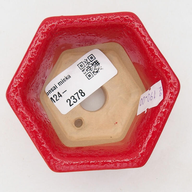 kerámia bonsai tál 8 x 7 x 4 cm, piros színben