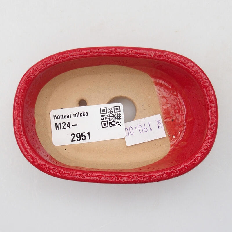 kerámia bonsai tál 9,5 x 6 x 2,5 cm, piros színű