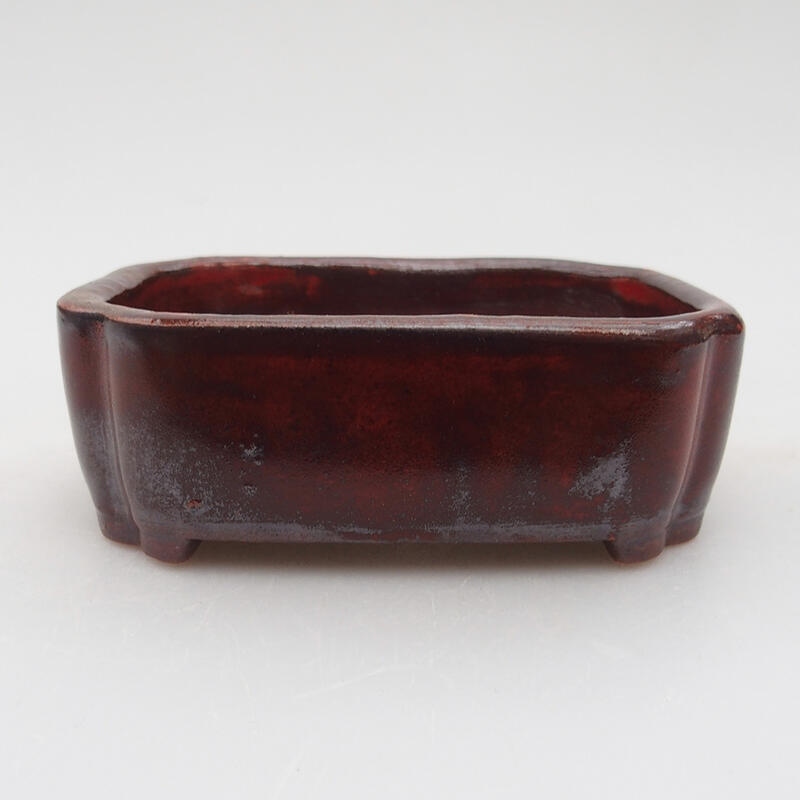 kerámia bonsai tál 9,5 x 7,5 x 3,5 cm, piros színű