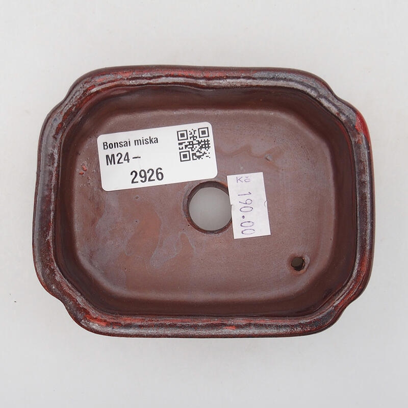 kerámia bonsai tál 9,5 x 7,5 x 3,5 cm, piros színű