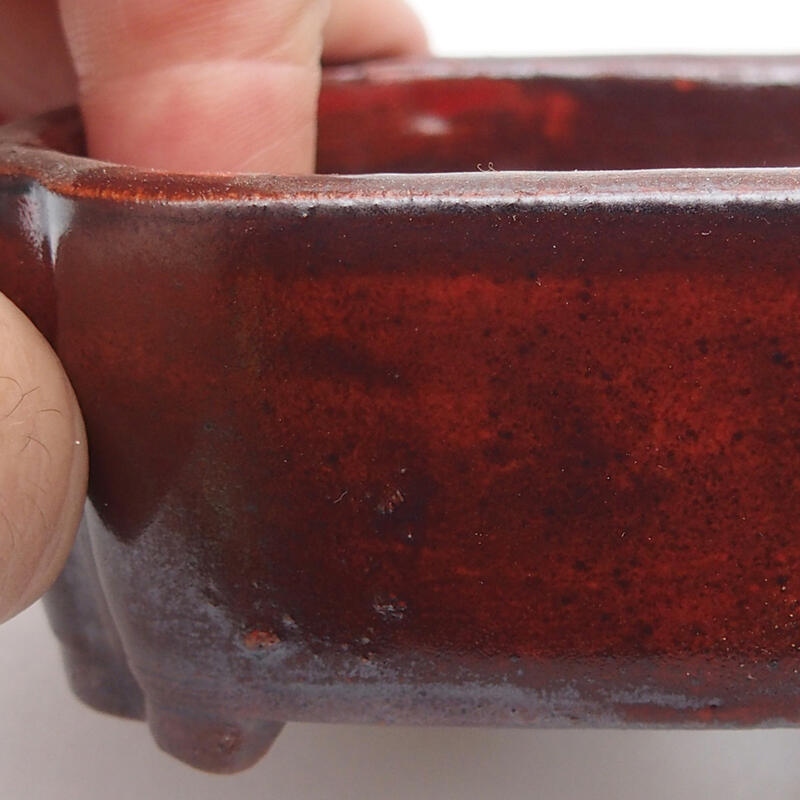 kerámia bonsai tál 9,5 x 7,5 x 3,5 cm, piros színű