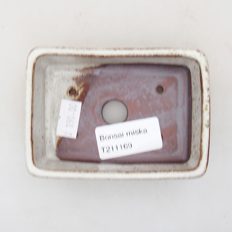 kerámia bonsai tál 9,5 x 7 x 2,5 cm, bézs színű