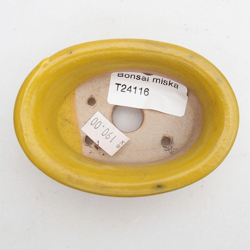 kerámia bonsai tál 9 x 6 x 3 cm, sárga