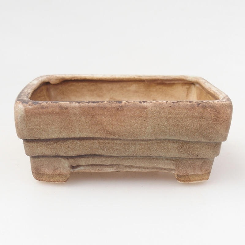 kerámia bonsai tál 9 x 7,5 x 3,5 cm, barna-zöld színben