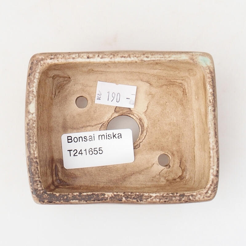 kerámia bonsai tál 9 x 7,5 x 3,5 cm, barna-zöld színben