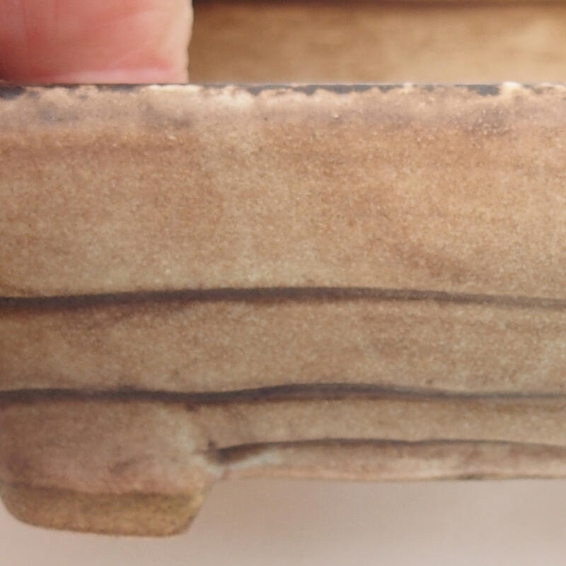 kerámia bonsai tál 9 x 7,5 x 3,5 cm, barna-zöld színben