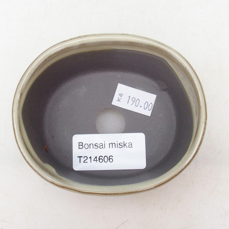 kerámia bonsai tál 9 x 7,5 x 4 cm, bézs színben