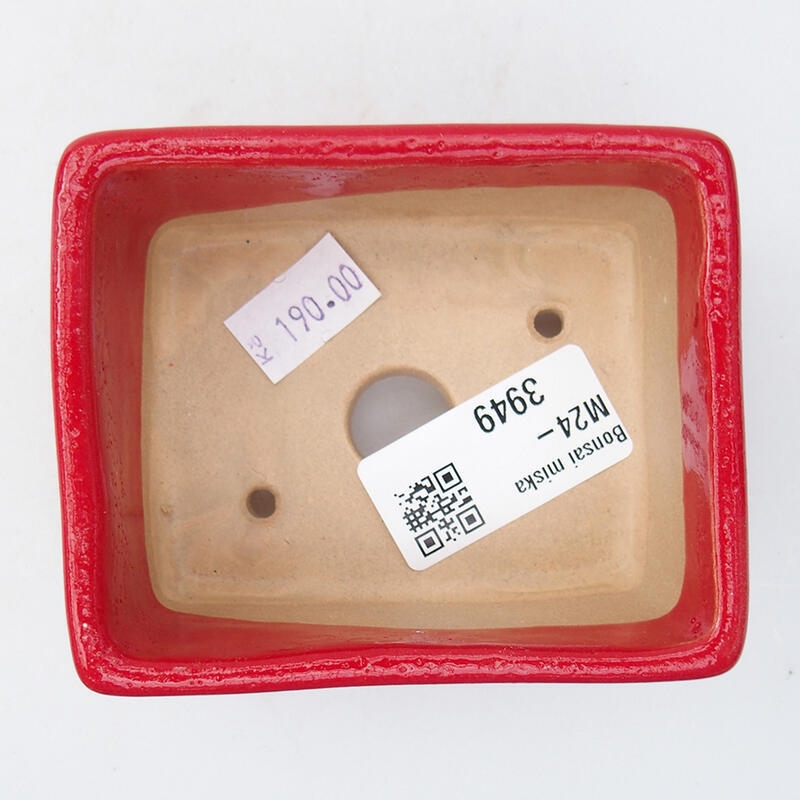 kerámia bonsai tál 9 x 7 x 4,5 cm, piros színben