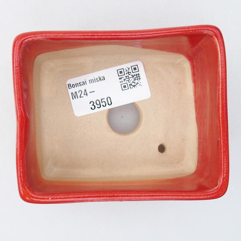 kerámia bonsai tál 9 x 7 x 4,5 cm, piros színben