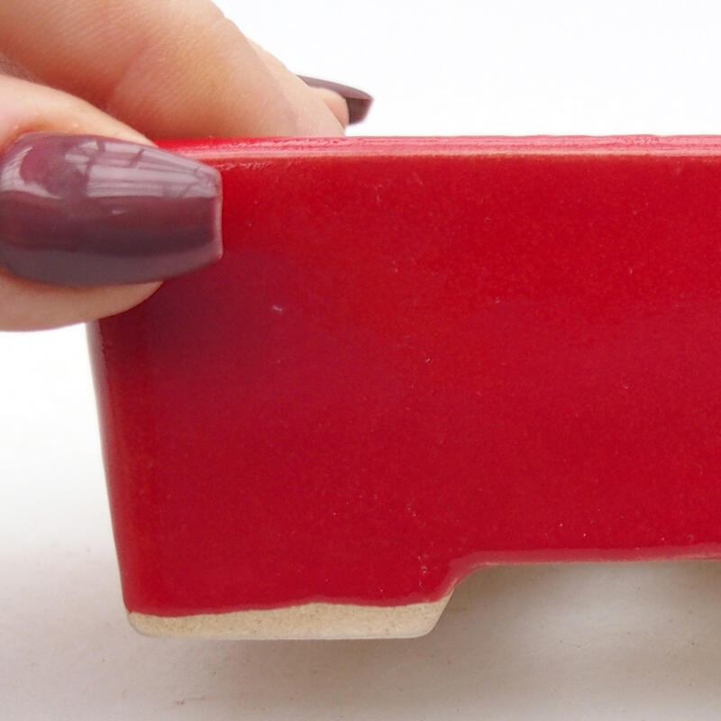 kerámia bonsai tál 9 x 7 x 4,5 cm, piros színben