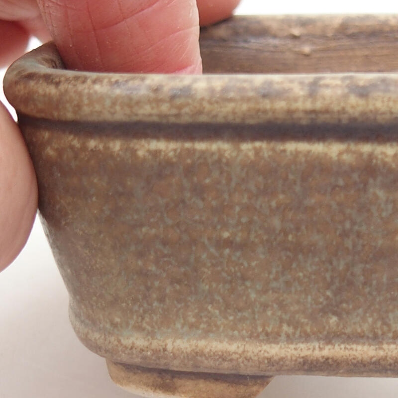 kerámia bonsai tál 9 x 8 x 3,5 cm, barna-zöld színben