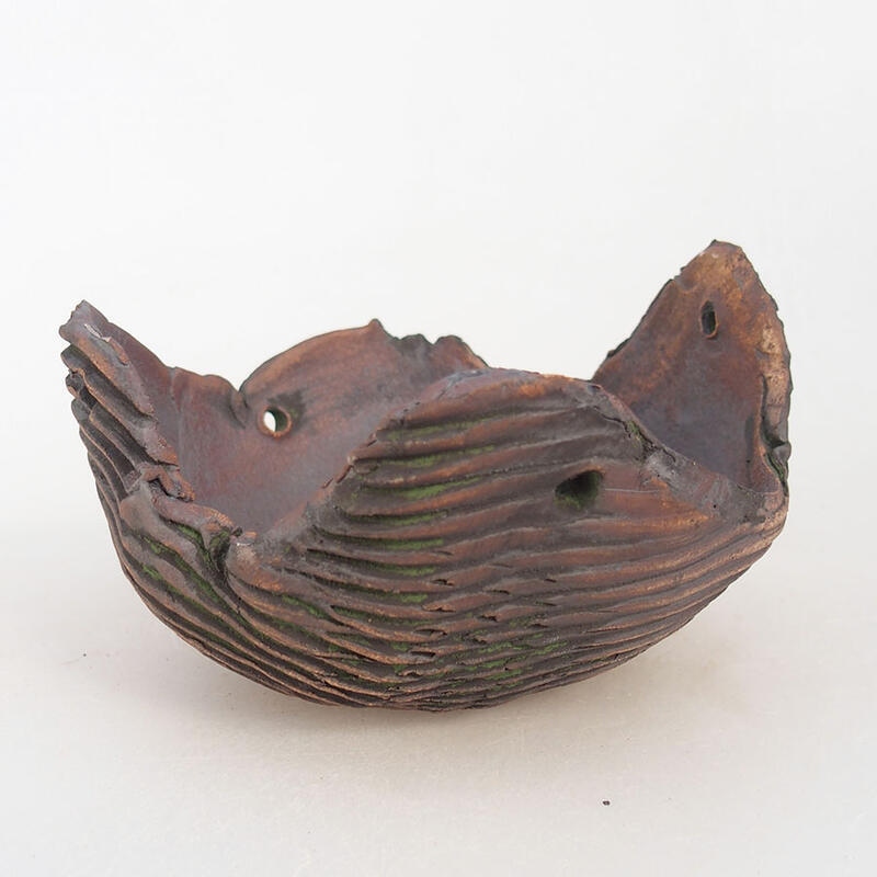 Kerámia kagyló 13 x 13 x 8 cm , zöld színű