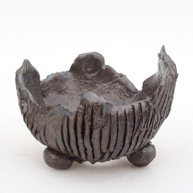 Kerámia kagyló 8,5 x 7,5 x 6 cm , barna-kék színű