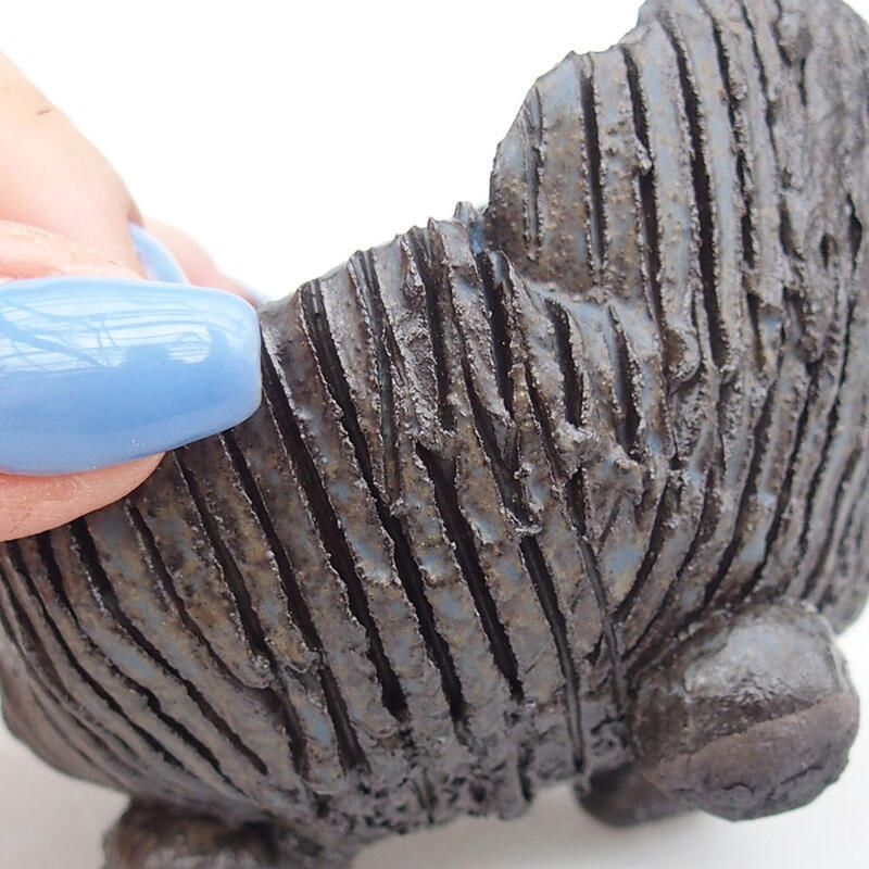 Kerámia kagyló 8,5 x 7,5 x 6 cm , barna-kék színű