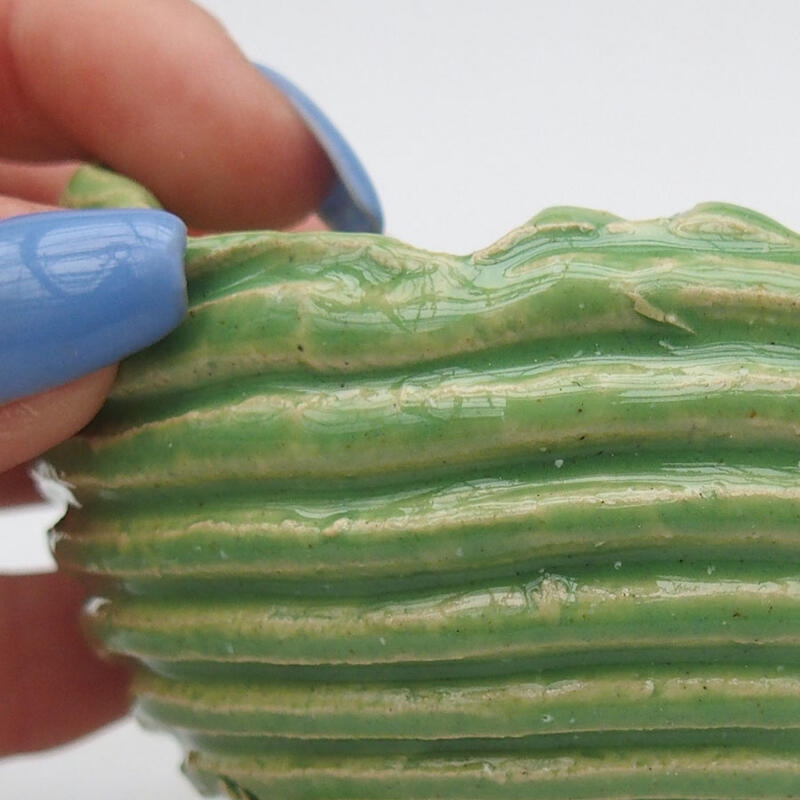 Kerámia kagyló 8 x 8,5 x 6 cm , zöld színű