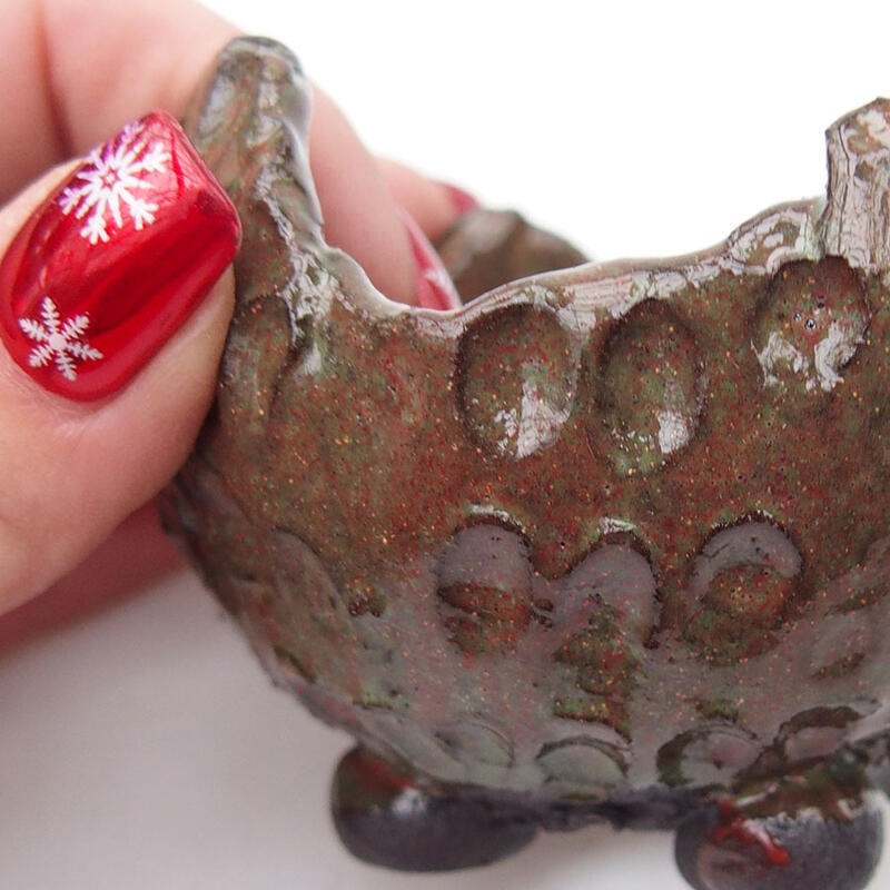 Kerámia kagyló 8 x 8 x 6 cm , színe piros-zöld