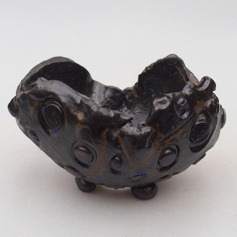 Kerámia kagyló 9,5 x 9 x 6 cm , színe barna-kék