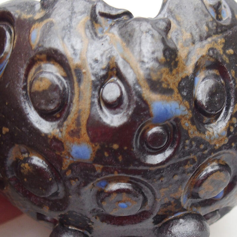 Kerámia kagyló 9,5 x 9 x 6 cm , színe barna-kék