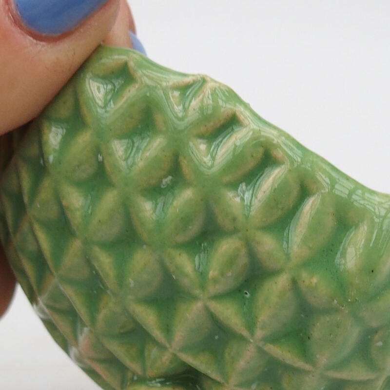 Kerámia kagyló 9 x 8,5 x 5,5 cm , zöld színű