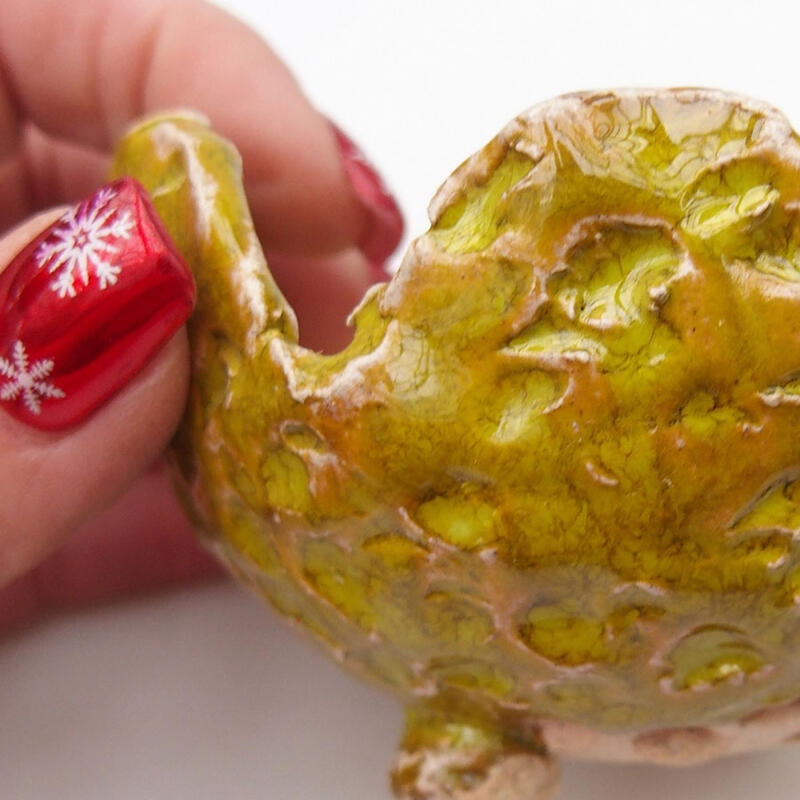 Kerámia kagyló 9 x 8,5 x 6 cm , zöld színű