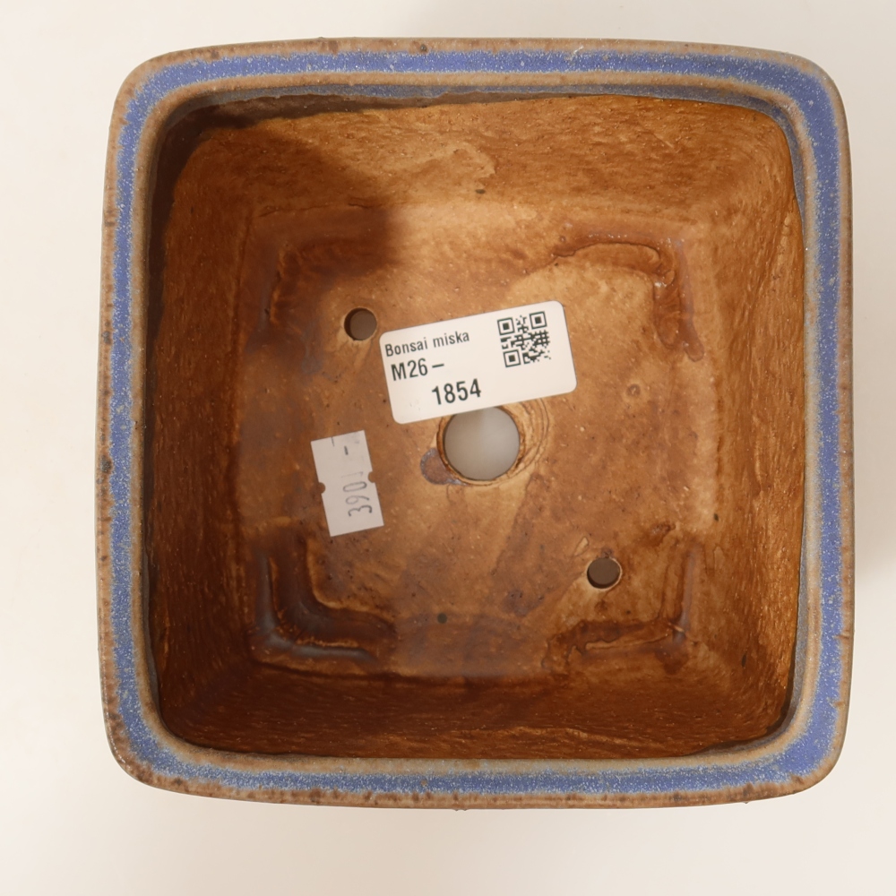 Kerámia bonsai tál, 13 x 13 x 8 cm, kék színű