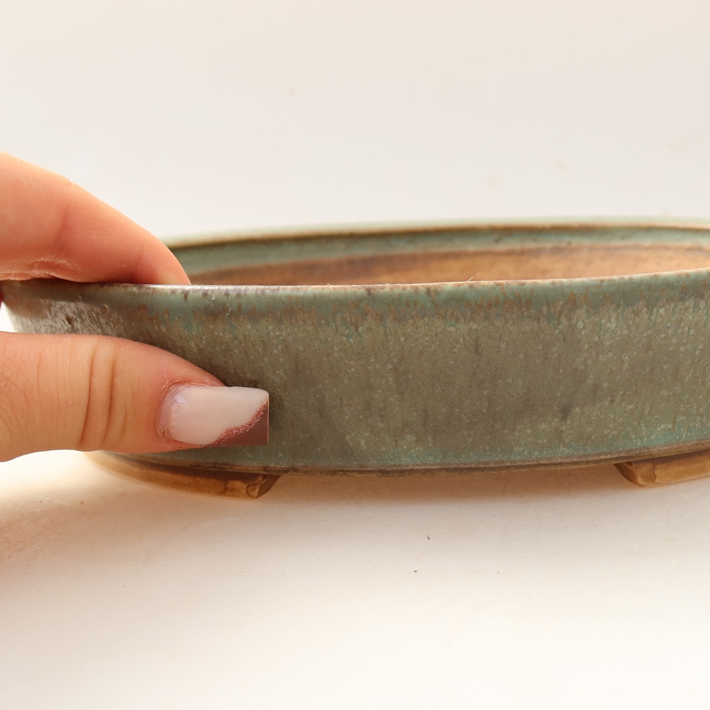 kerámia bonsai tál 21 x 19 x 4,5 cm, zöld