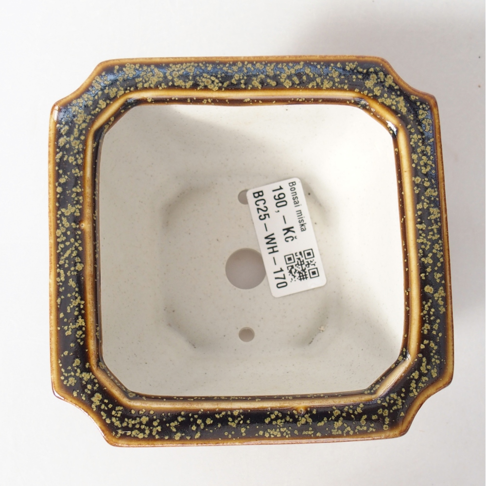 kerámia bonsai tál 11 x 11 x 7 cm, sárga