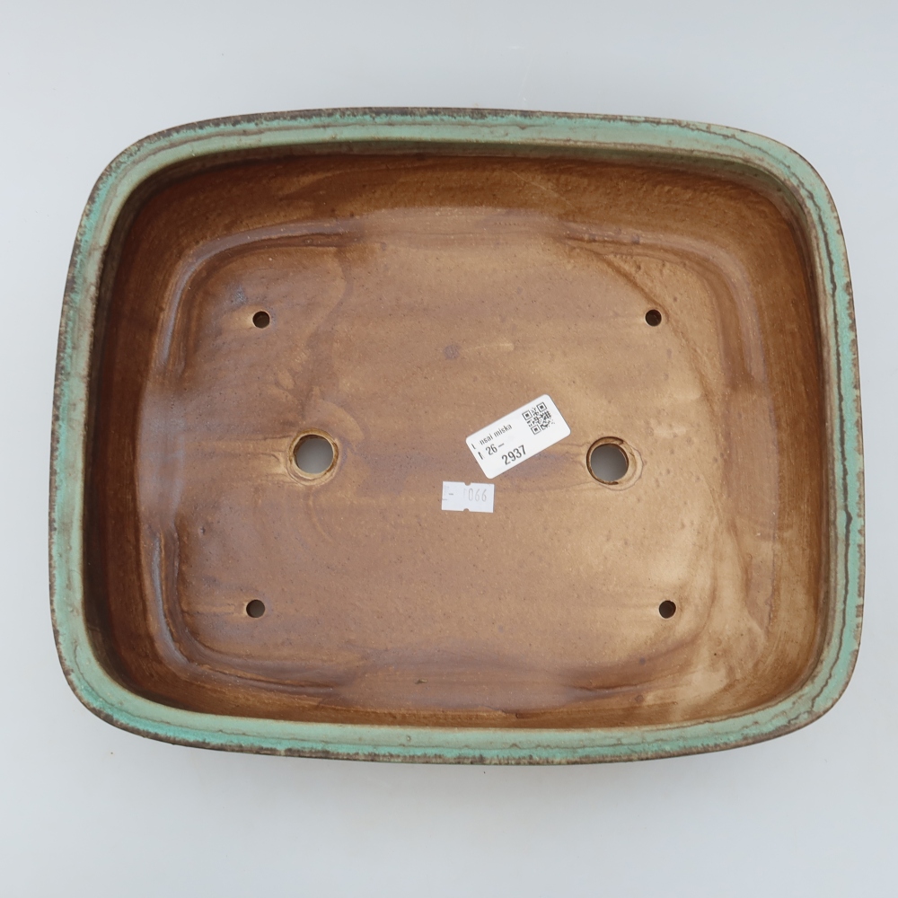 Kerámia bonsai tál 30 x 24,5 x 7,5 cm, zöld színű