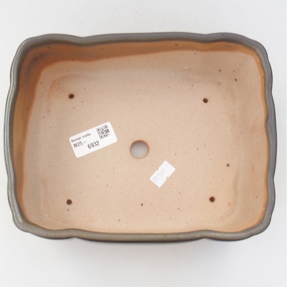 bonsai kerámia tál 20,5 x 17 x 7 cm, zöld