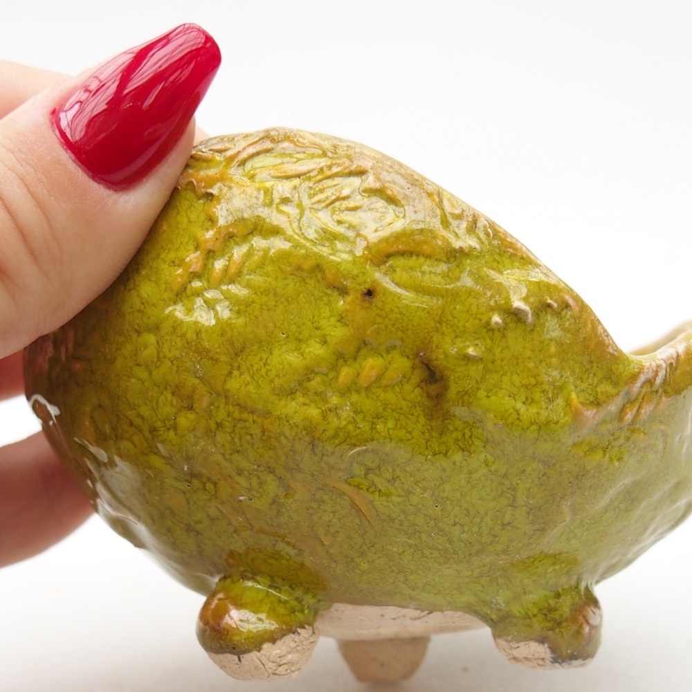 Kerámia kagyló 9 x 8,5 x 5,5 cm , zöld színű